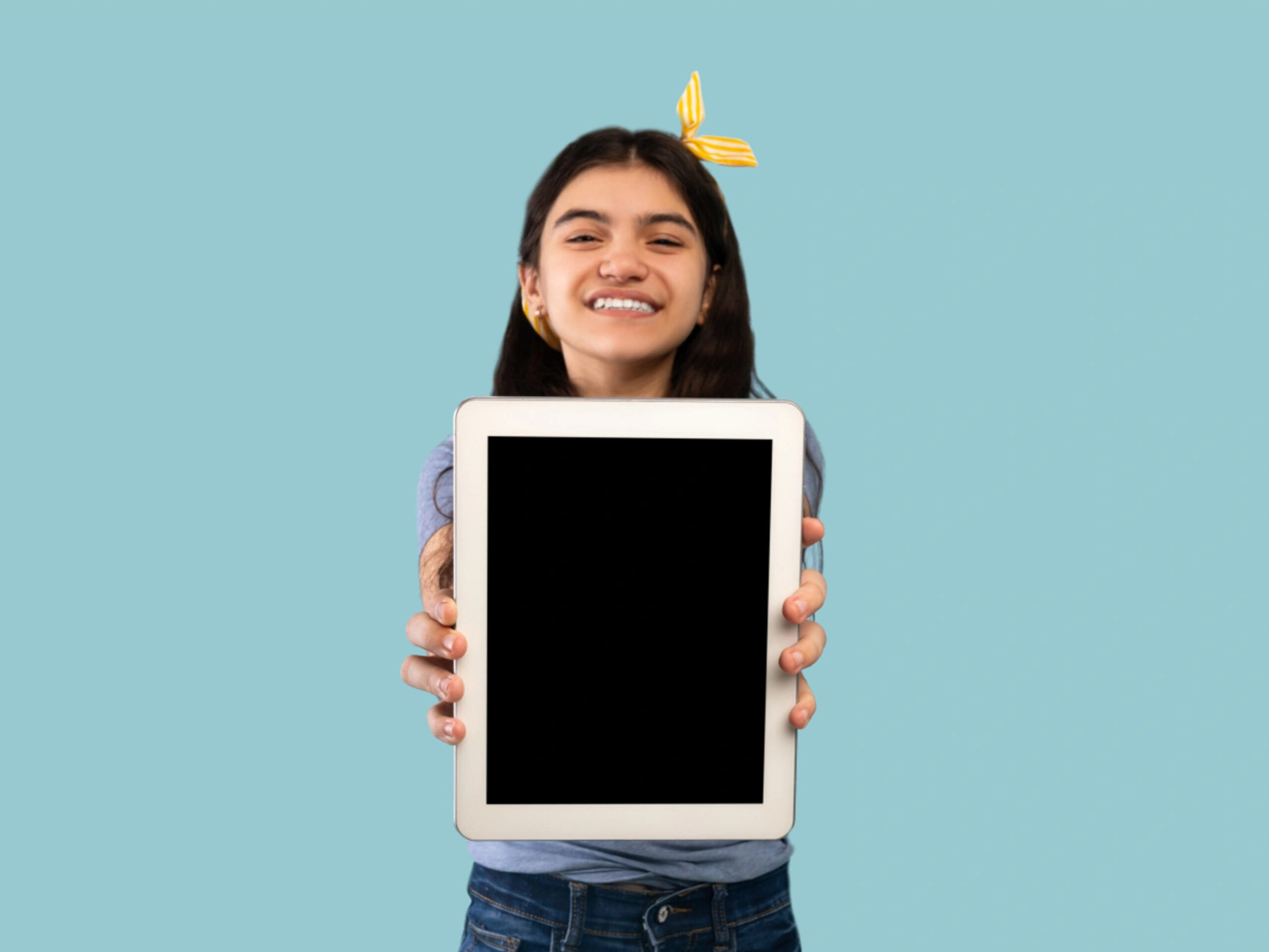 Teacher using a tablet in the classroom